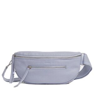 Hammitt Charles Medium Leather Belt Bag Fanny Pack Periwinkle Haze & Sil…